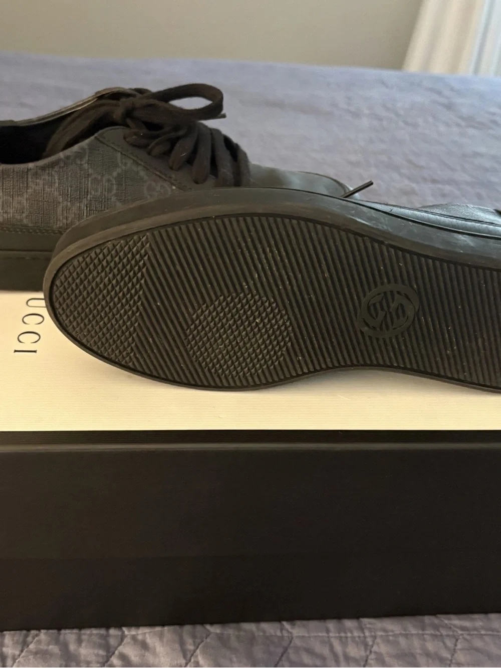 Gucci Black GG Monogram Low-Top Sneakers